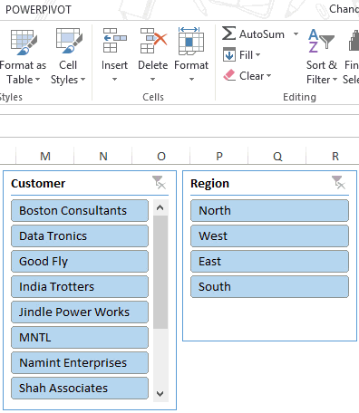 اضافه کردن یا حذف عناصر slicer