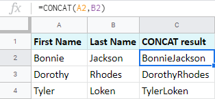 مثال تابع CONCAT