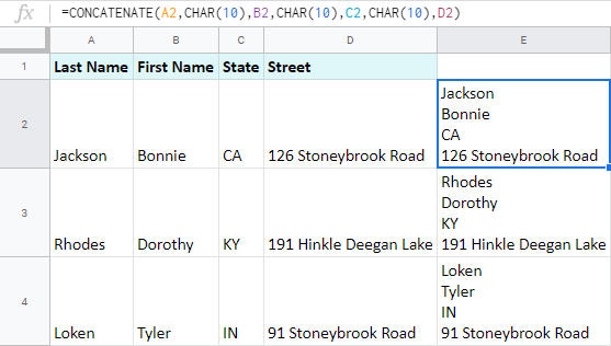 مقدار هر سلول رو در یک خط قرار بده