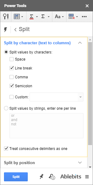 ابزار جداسازی سلول ها در گوگل شیتس