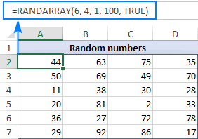 ایجاد اعداد تصادفی بین دو عدد با تابع RANDARRAY